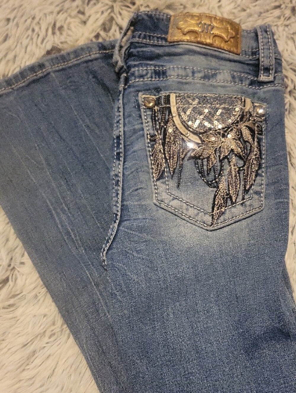 Miss Me Blue Bootcut Jeans with Embroidered Back Pockets Size 26 - Picture 14 of 16